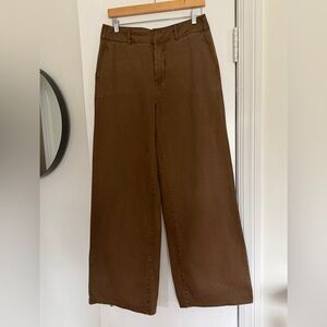 Good American Nordstrom brown Wide-Leg Jeans Khakis Pants Size 8/29 VERY long!